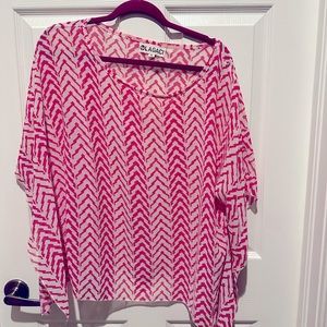 Barbiecore hot pink and white patterned top
